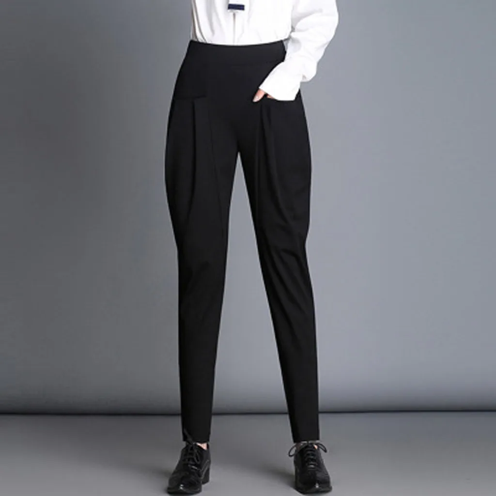 Зимние шаровары для женщин 2020 повседневные Черные Брюки с эластичным поясом