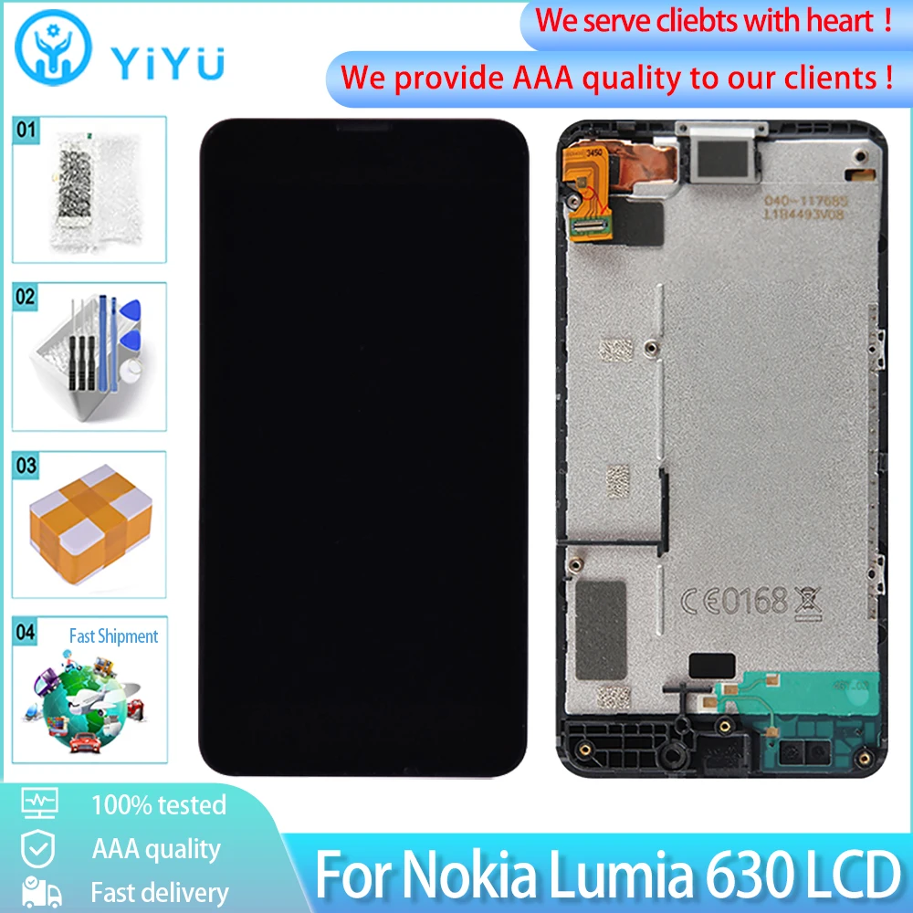 Модуль ЖК экрана 4 5 дюйма для Nokia Lumia 630 дисплей дигитайзер сенсорного с рамкой в