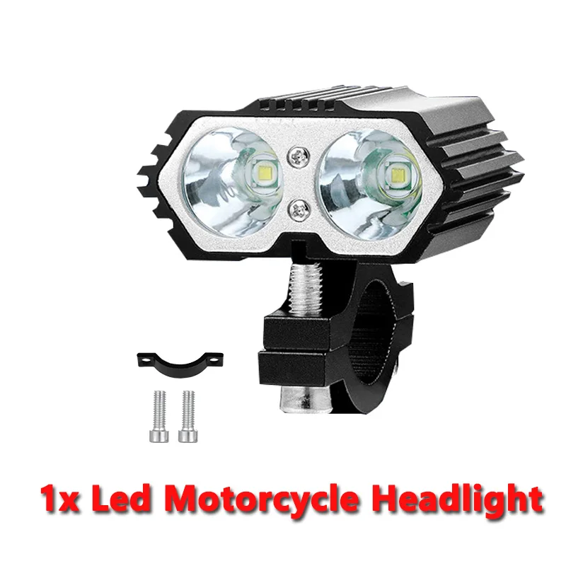 Headlight Led Motorcycle X2 20W Bulbs Headlights Spotlights Fog Light for Motorbike scooter Bicycle 12V Moto Light Driving Lamp - Цвет: fog light 1pcs