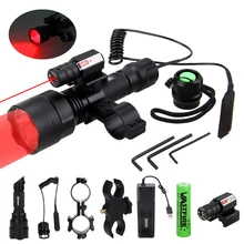 XM-L Q5 Tactical Hunting Flashlight Rifle Lantern waterproof Armas Light+Laser Dot Sight+Switch+Rail Barrel Mount+18650+Charger