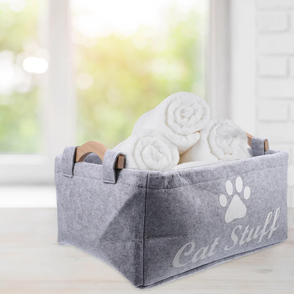 

Felt Storage Basket Clothing Sundry Box Container Pet Plaything Organizer