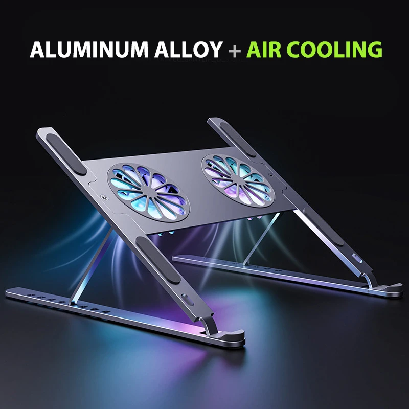 

Aluminum Adjustable Laptop Stand Tablet Support Notebook Stand Cooling Fan Base