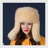 2022 lei feng hat women winter hat womens fur hat imitation fox hair winter fur cap warm and fashionable in female cap