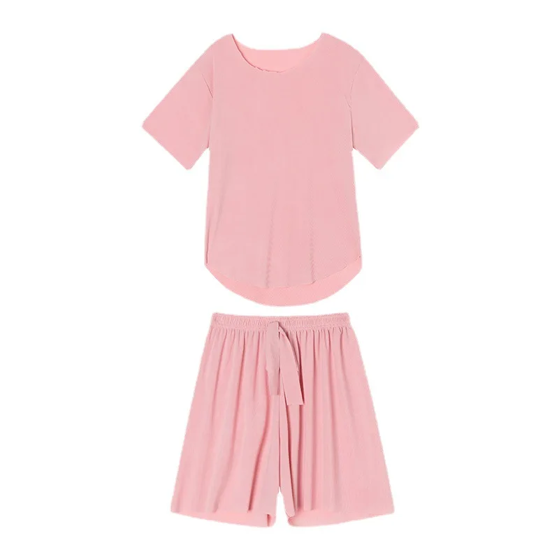 Women Sleepwear Summer Pajama Set 5colours Turn Down Collar Faux Silk Satin Short Sleeve Casual Female Pijama Home Wear Shorts