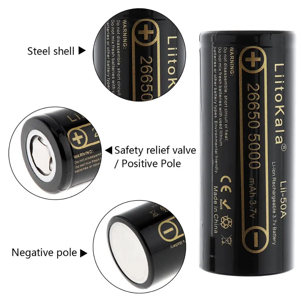 Зарядное устройство LiitoKala для фонарика 2 шт. перезаряжаемая батарея HK аккумулятор