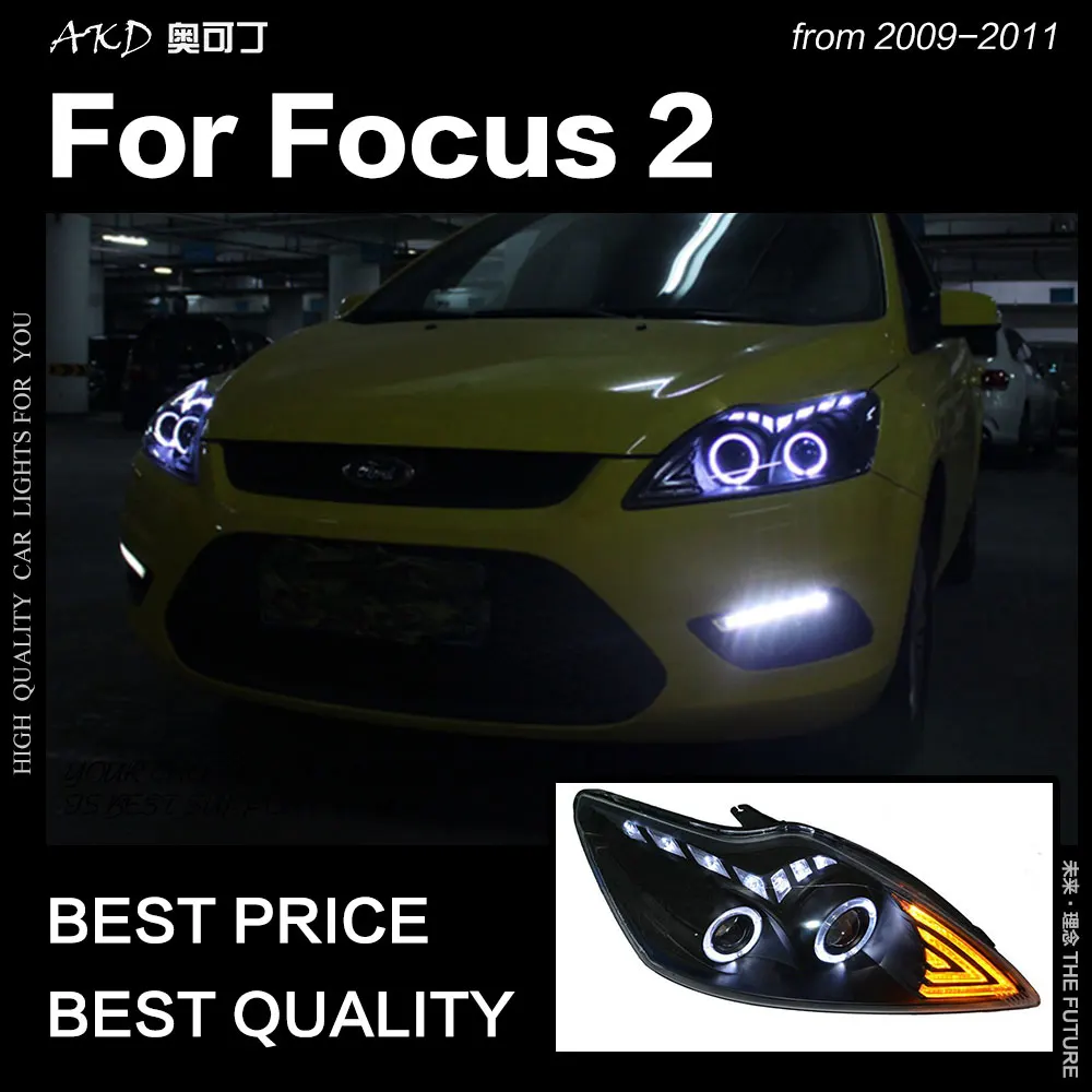 АКД стайлинга автомобилей для Ford Focus фары 2009 2011 2 светодиодный фар ДРЛ Hid фара