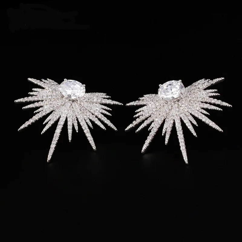 Серьги в стиле панк с шипами серьги гвоздики зеленым камнем блестящая Звезда