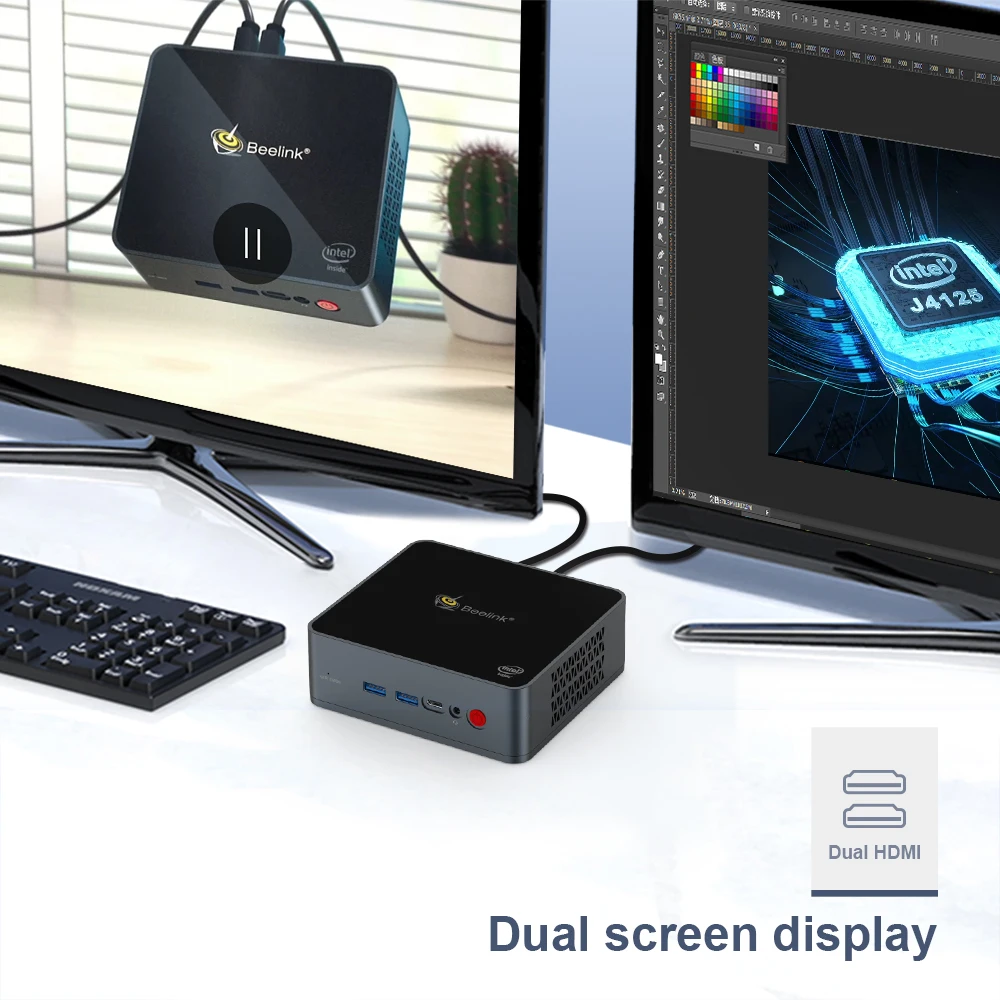 Beelink GK55 Windows 10 мини-ПК игровой Intel Gemini J4125 8 Гб 128 SSD WIFI 1000M LAN настольный компьютер VS GK