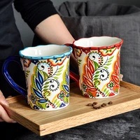 500ml bohemian creative mug ceramic mark cups breakfast coffee milk tea fruit juice couple cup artistic oil painting drinkware
