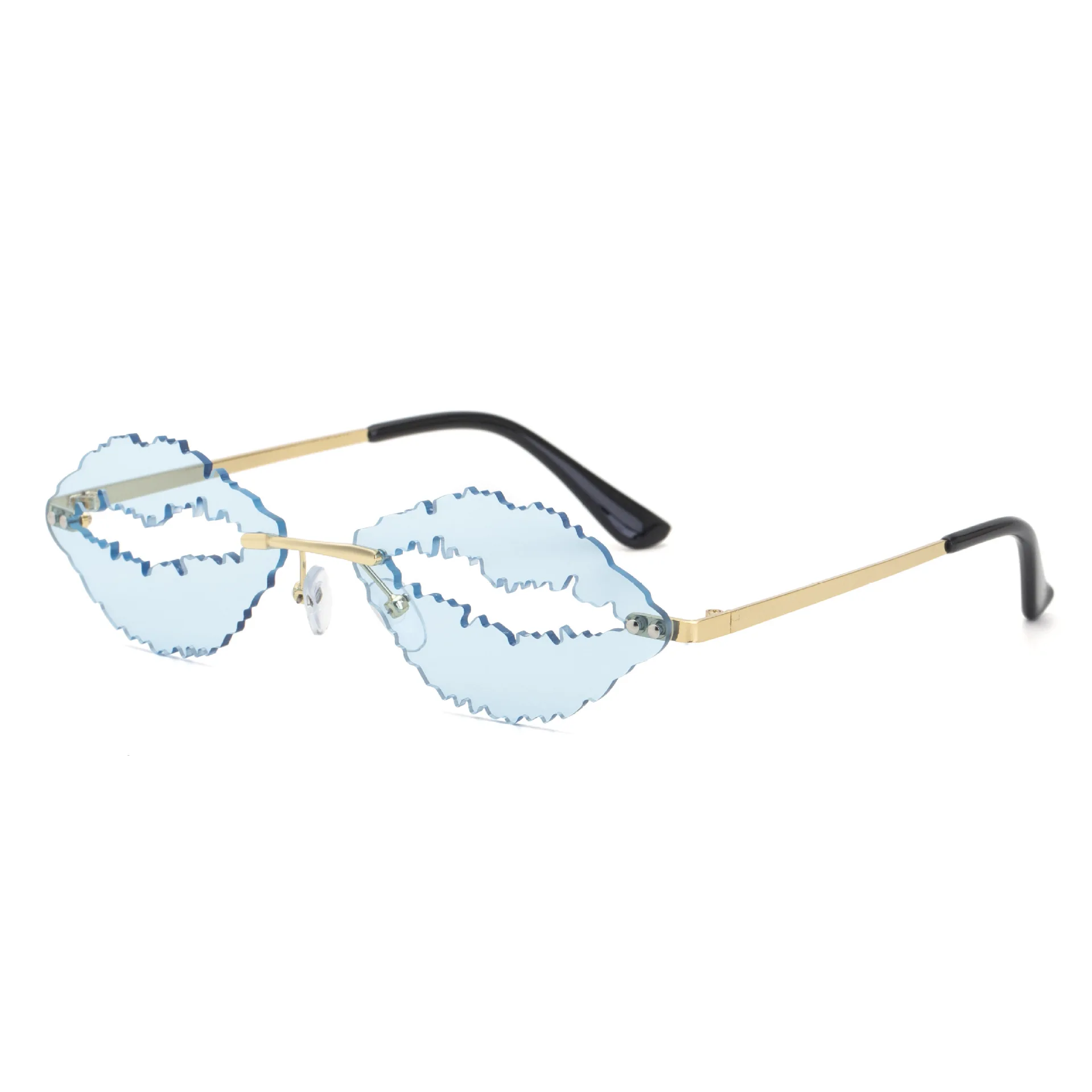 

Lip Shape Retro Sunglasses Women Luxury Brand Designer Sun Glasses Men Funny Alloy Rimless Eyewear Female Fashion Party Oculos