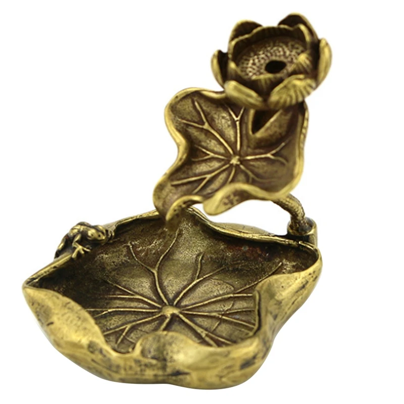 Античная латунная курильница с листьями лотоса Декорации для благовоний
