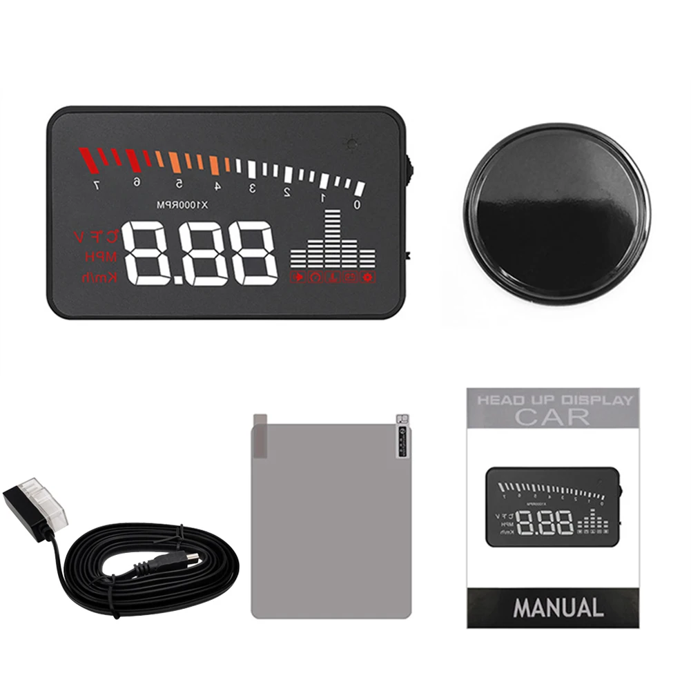 

OBD II EOBD Automatic Matching Overspeed Warning System Projector Windshield Car Voltage Speed Alarm X5 Car HUD Head Up Display