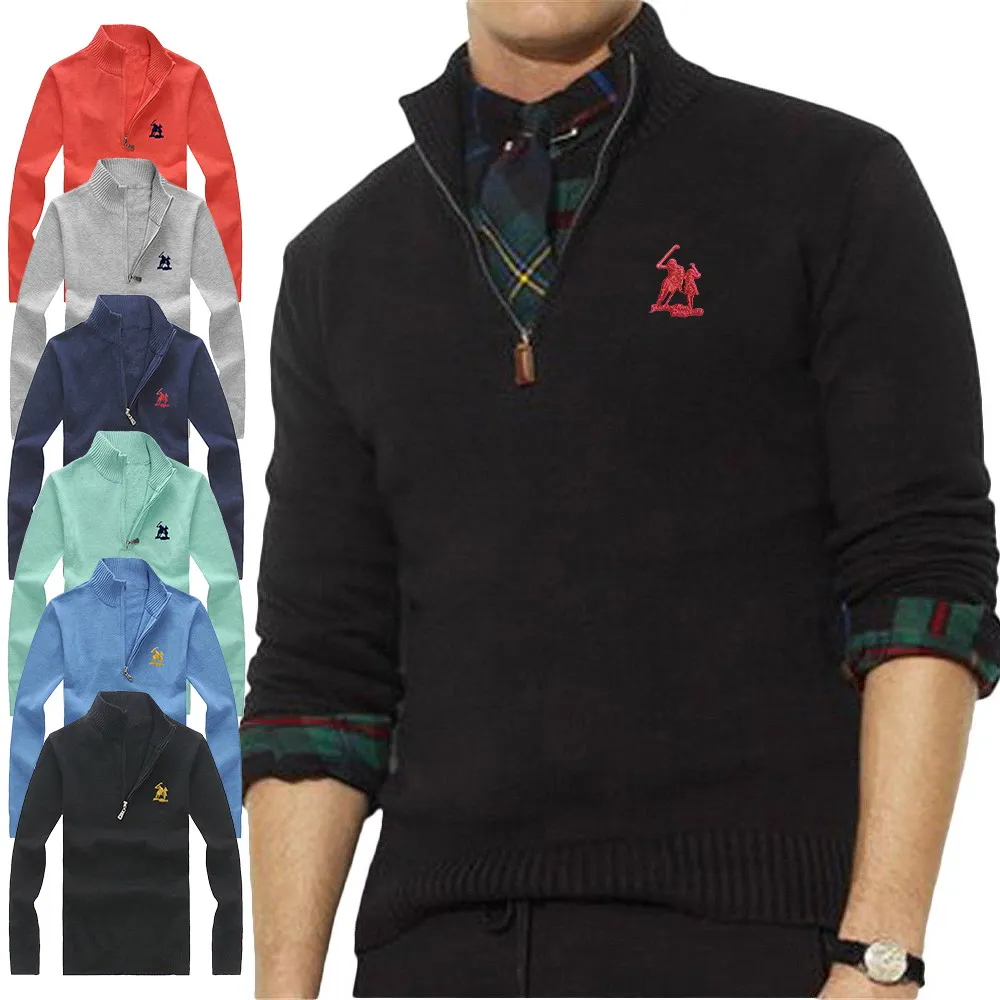 

Новинка 100%, Хлопковые вязаные мужские свитера с длинным рукавом и вышивкой, Повседневный пуловер, плотные пальто, модная мужская одежда, топ...