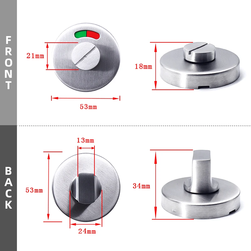 Bathroom Hardware Fittings Toilet Cubicles Indicator WC Door Lock Thumb Turn Knob Stainless Steel