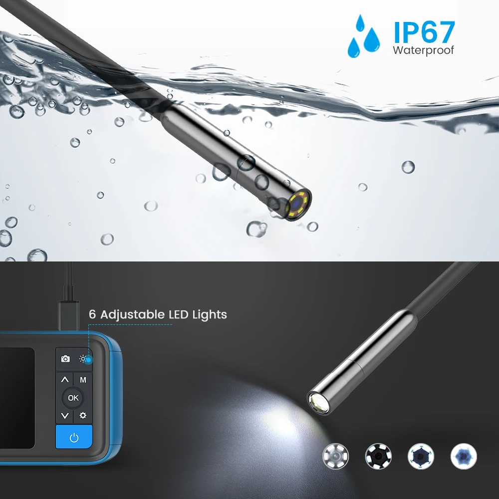 Камера-Эндоскоп Промышленная водостойкая IP67 8 мм 6 светодиодный одов Экран 4 5