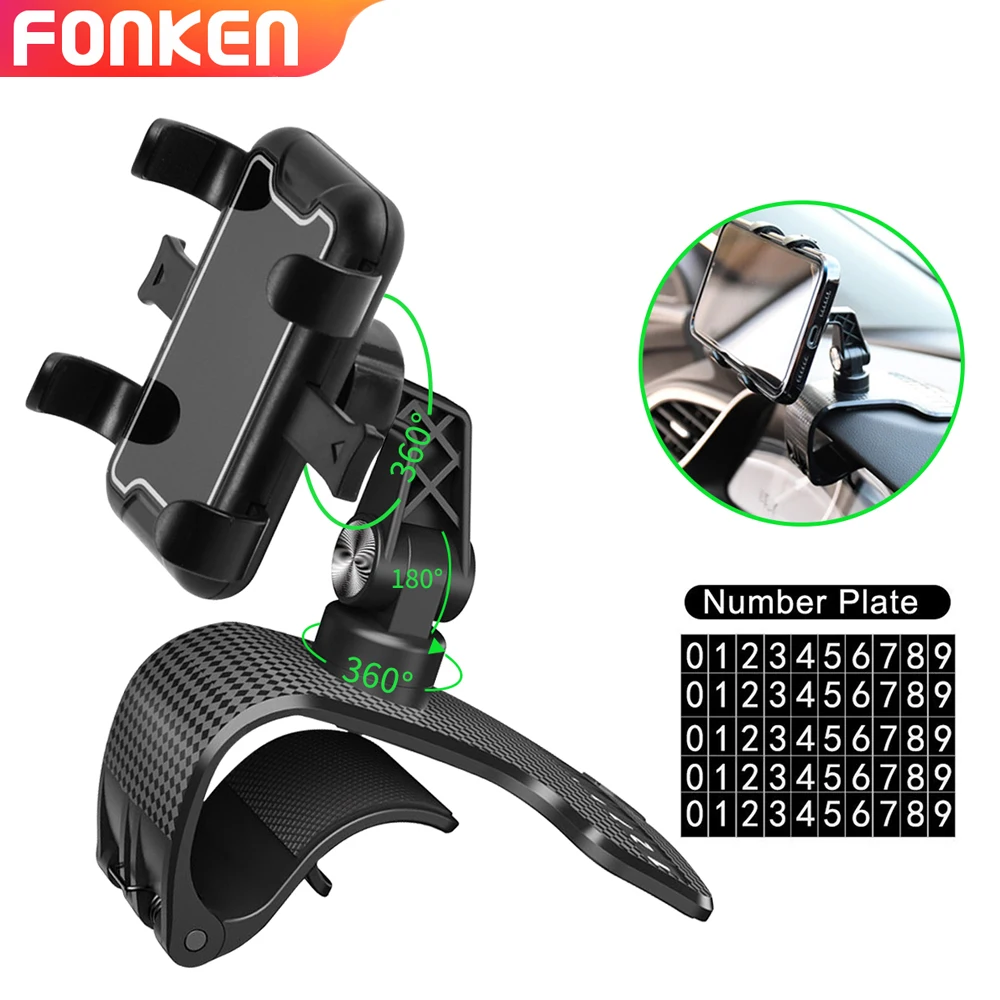 

FONKEN Dashboard Phone Car Holder for Smartphone Dash Board Gps HUD Bracket Support Rear View Mirror Sunshade Baffle Car Mount