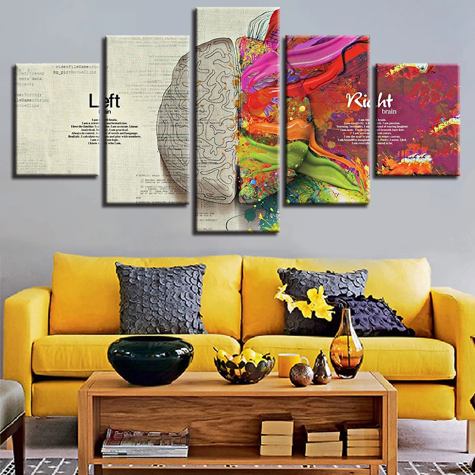 

Embelish 5 Pieces Modern Home Decor Wall Art Pictures For Living Room HD Canvas Paintings Abstract Color Brain Frameworks