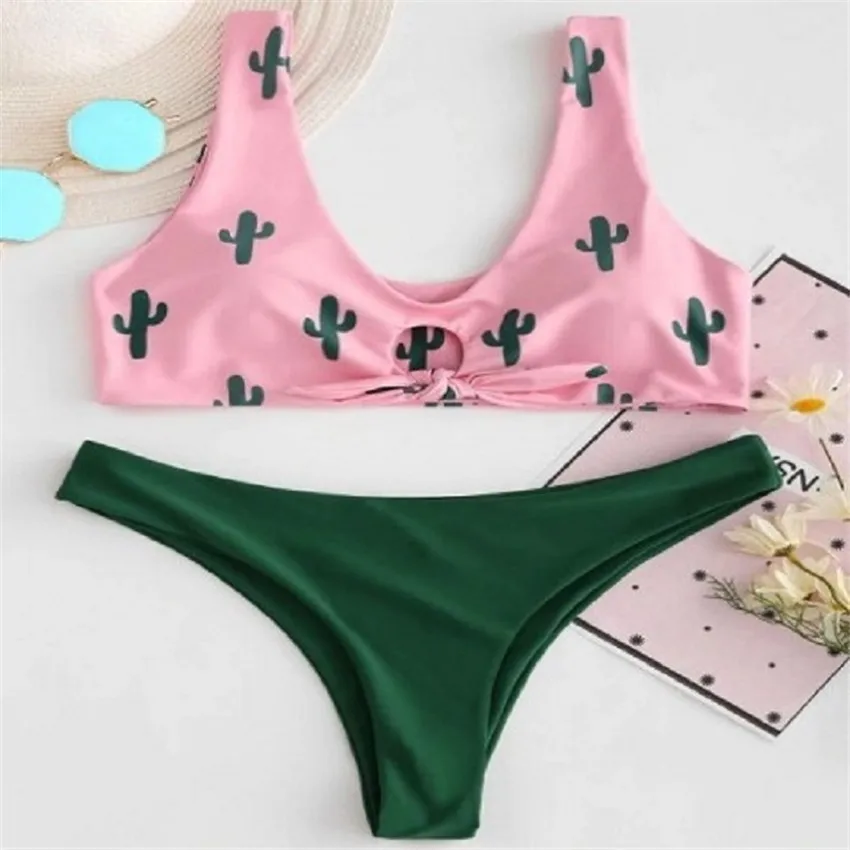 Купальник с принтом кактуса Европейский и американский сексуальный раздельный