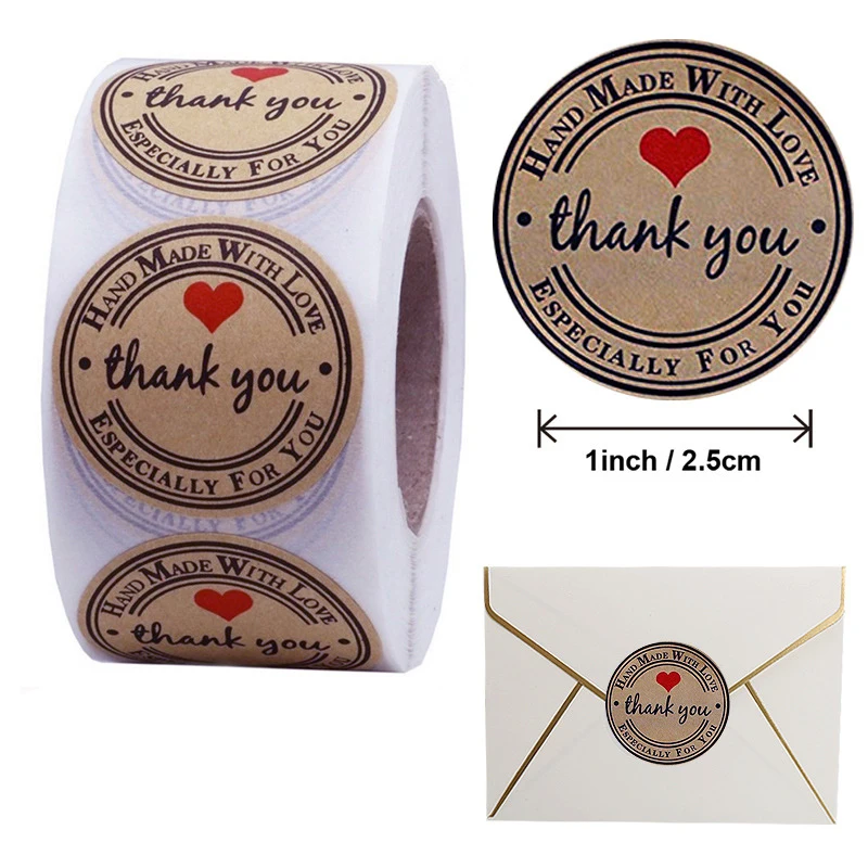 500 шт./Рулон круглых наклеек "Спасибо" для упаковки подарков, печать этикеток для конвертов, упаковка декора для дня рождения.