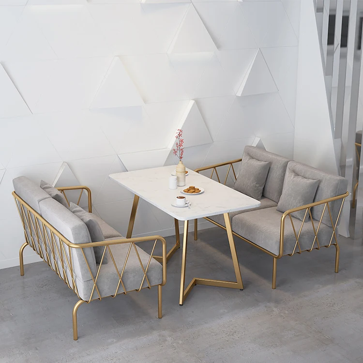 

New arrived cafe sofa booth negotiation studio rest area sales office reception leisure milk tea shop table and chair combinatio