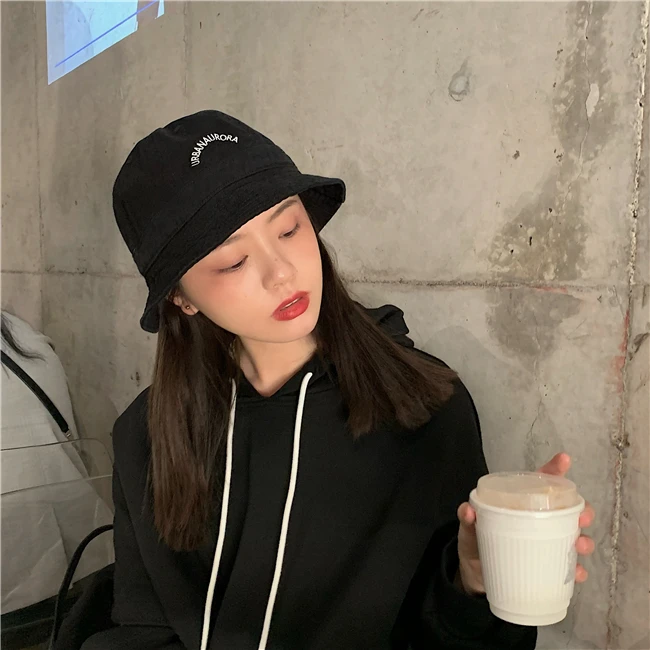 

Japanese Tooling Wind Alphabet Embroidery Washed Fisherman Hat Female Spring Summer Sunshade Basin Hat Male