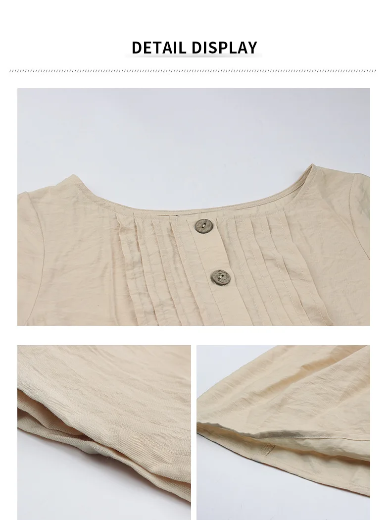 

Spring New Solid Short Dress Women 2021 New Casual O Neck Button Summer Dress Ladies Loose Short Sleeve A Line Dresses