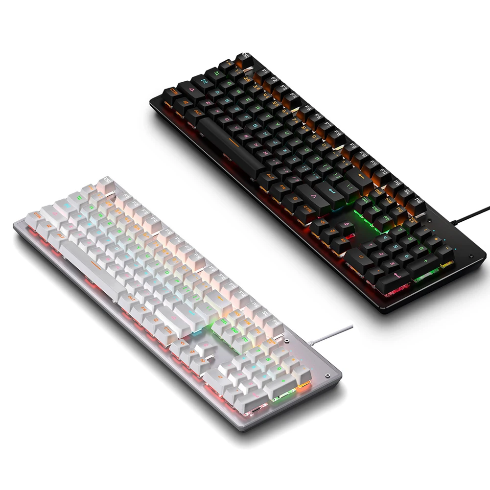 

Игровая механическая клавиатура с синим USB-выключателем, 104 клавиш, RGB-подсветка, компьютерная игровая Офисная Клавиатура