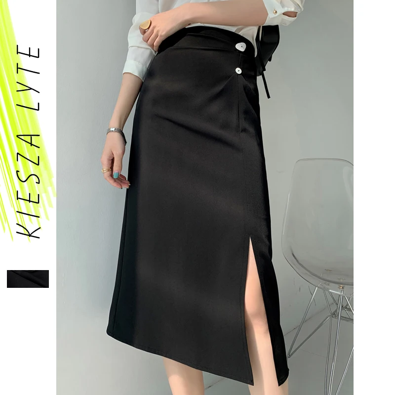 Черная Юбка миди для женщин Новинка лета 2020 Классическая Элегантная Модная