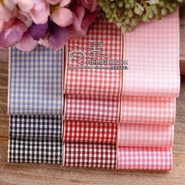 

100yards 10 16 25 40mm white checked plaid ribbon for hair clip headband diy accessories handcraft supplies bouquet gift packing