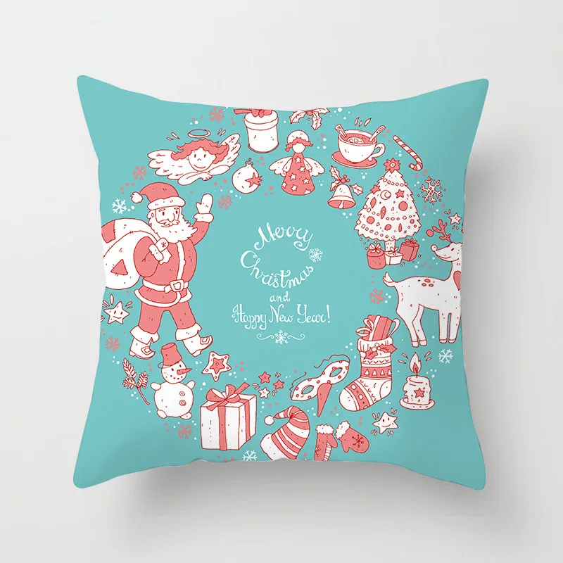 

Fuwatacchi Cartoon Christmas Series Cushion Cover Cute Deer Snowman Pillow Cover For Home Room Sofa Car Decorative Pillowcase