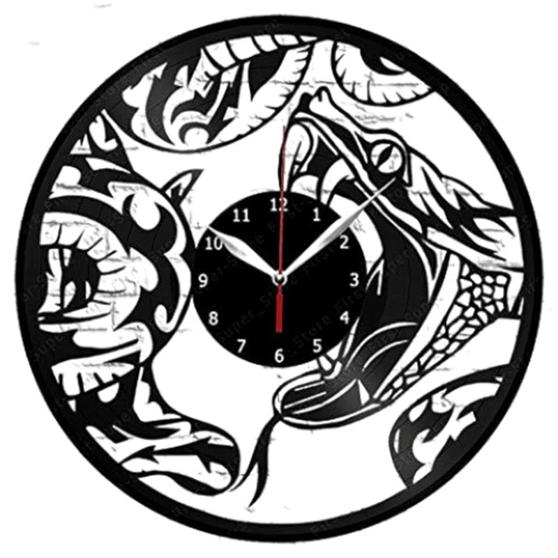 Эксклюзивные виниловые часы ручной работы в виде змеи художественный декор