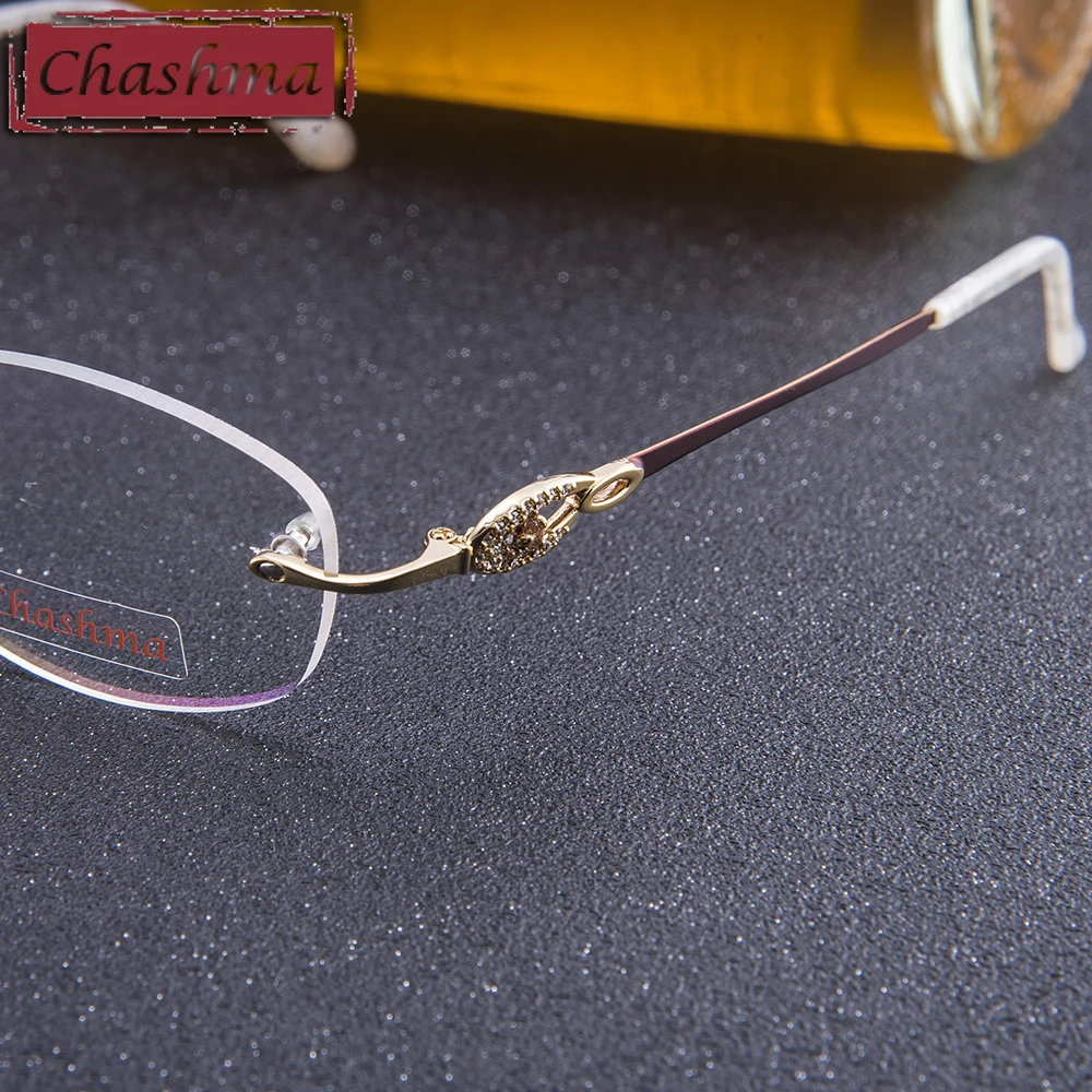 

Chashma Brand Women Titanium Eyeglasses Spectacle Rimless Ultra Light Myopia Glasses Frame Quality Spectacles Frames Female 54