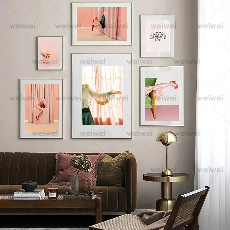 

Pink Fashion Poster Sexy Woman Leg Canvas Print Wall Art Painting Photography Creative Picture Modern Salon Girl Room Decoration