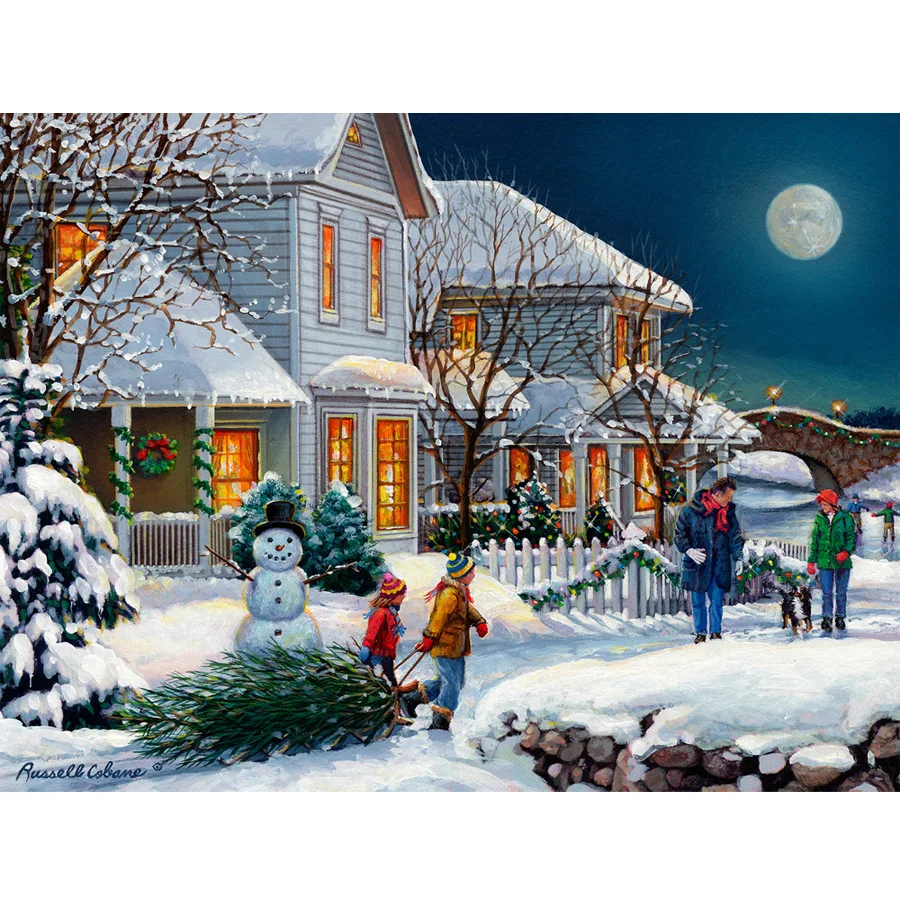 

diy diamond painting winter night scenery 5d mosaic embroidery sale house Full Square Round drill craft supplies decor AA2285