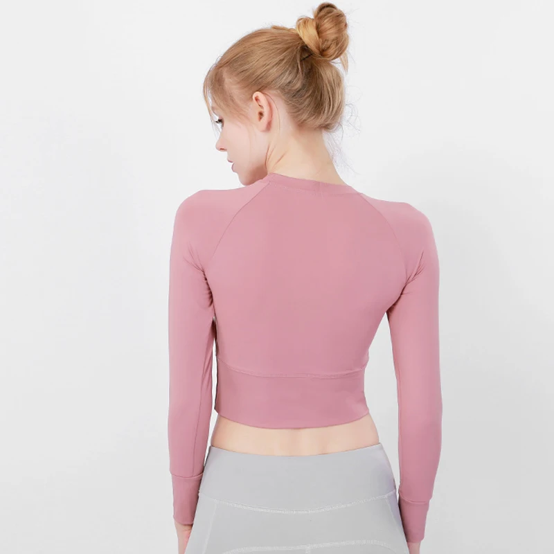 Бесшовные топы для йоги с длинным рукавом тренировок женщин фитнеса спортзала