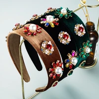 new pearl baroque rhinestone headband hairband for women girls metal bee beads flower head hair accessories prom headwearr