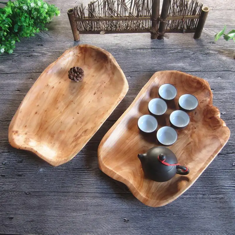 1 шт. Бытовая цельная деревянная тарелка для закусок Фруктовая блюдо подставка