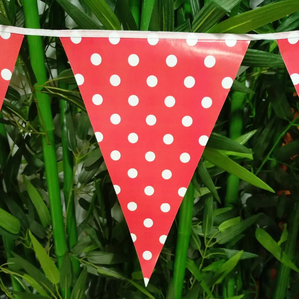 2 5 м бумажные флаги в красный горошек для дня рождения вечерние баннеры украшение
