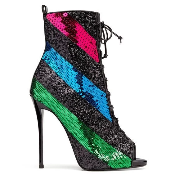 

Color matching Sequin cloth cross strapping Sexy High Heels Sandals