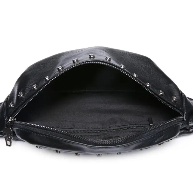 DIINOVIVO Rivet Waist Pack Women Skull Designer Chest Bags Female Banana Bag PU Leather Fanny Travel WHDV1338 | Багаж и сумки
