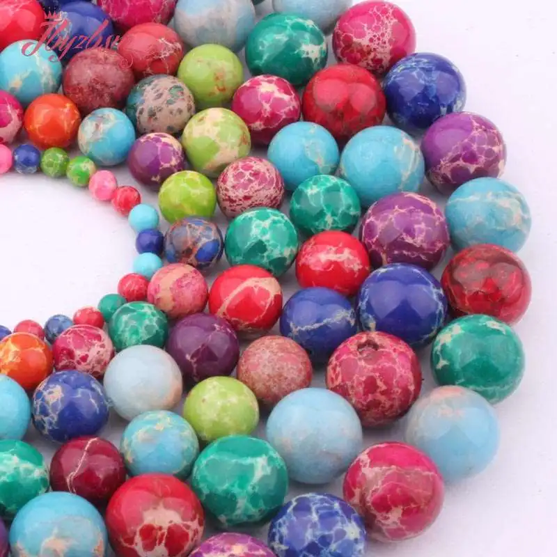 6 8 10 12mm Round Smooth Mixed Color Sea Sediment Stone Beads Strand 15&quot For DIY Necklace Bracelats Jewelry Making Free Shipping |