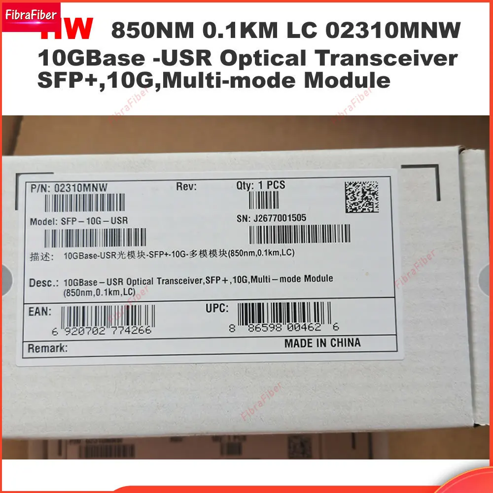 

HW Gigabit MM 850NM 0.1KM LC 02310MNW SFP-10G-USR Optical Module 10GBase -USR Optical Transceiver,SFP+,10G,Multi-mode Module