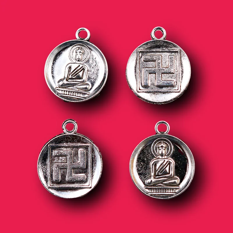 10 шт посеребренные тибетский буддизм Шакьямуни Свастика персонажа амулет