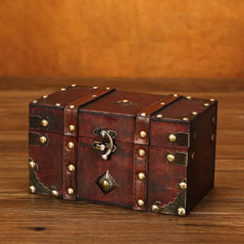 

European-Style Retro Box Wooden Square Jewelry Box Wooden Retro Box Props Storage and Storage Crafts 2-Piece Set