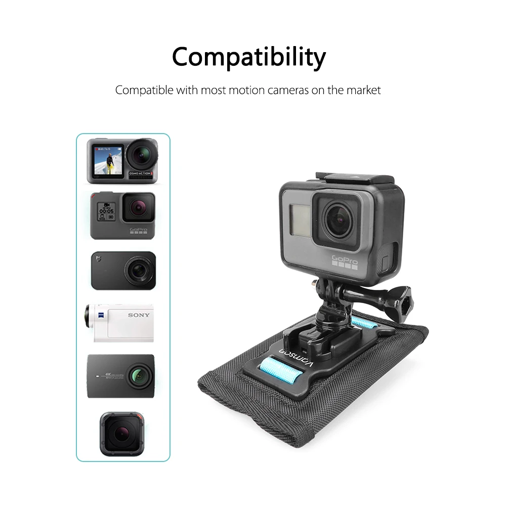 Для Gopro 7 6 5 session Аксессуары Рюкзак зажим для go pro фиксированный кронштейн база для DJI OSMO для XiaoYi 4K Vamson VP526