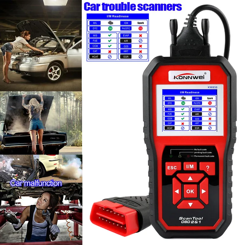 Универсальный автомобильный диагностический сканер OBD2 функция с датчиком O2 тест