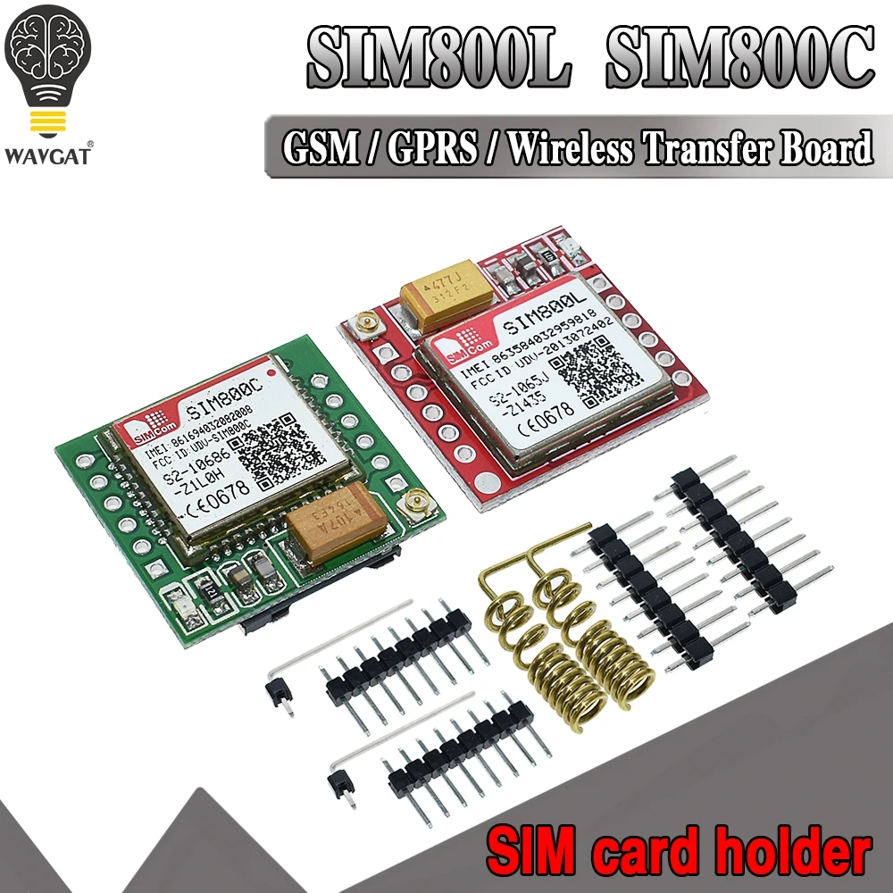 

WAVGAT Наименьший SIM800L SIM800C GPRS GSM модуль карта MicroSIM Core плата четырехдиапазонный TTL последовательный порт