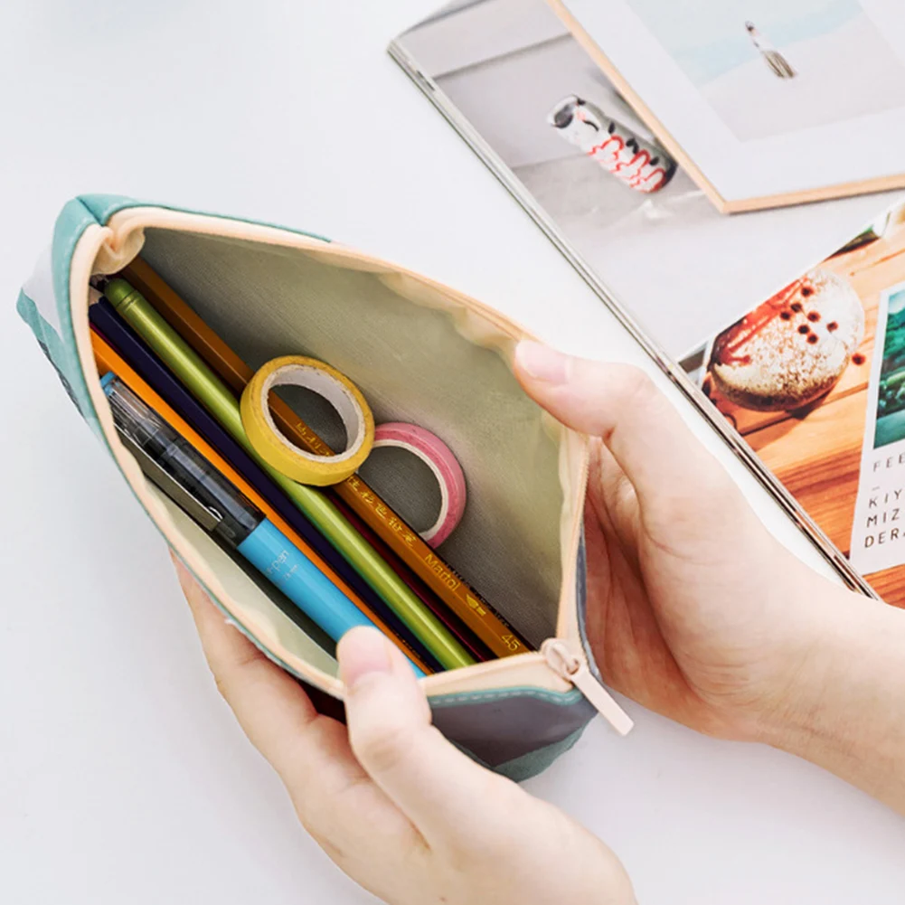 Холщовая Сумка для ручек с геометрическим рисунком и надписью на английском