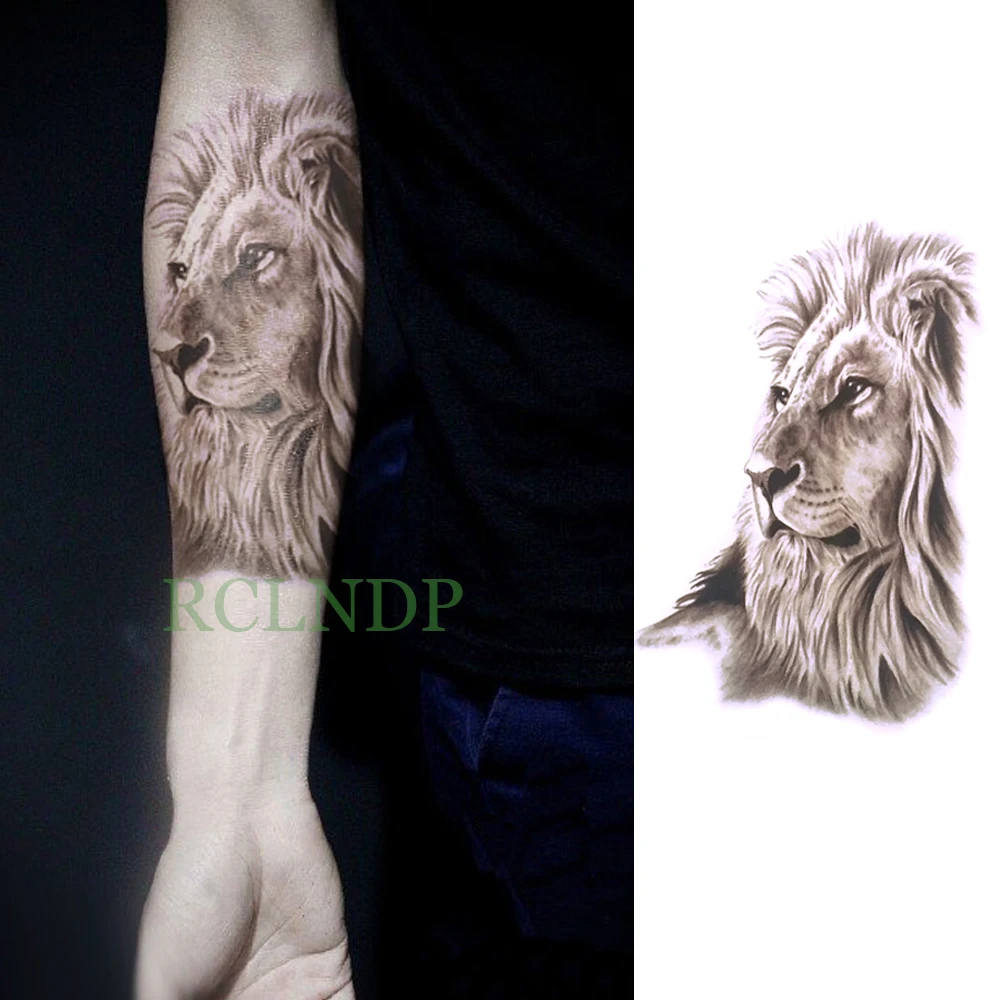 Водостойкая Временная татуировочная наклейка льва поддельная татуировка флэш