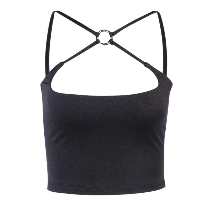 

Tube Tank Top for Women 2021 Sexy Halter Femme Sleeveless Basic Camis Female Black Cropped Crossover Vest Summer Crop Tops Woman